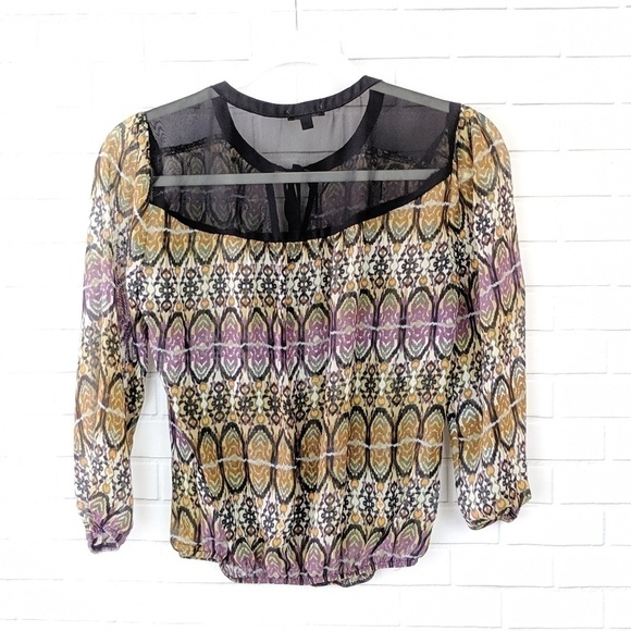 Lily Rose Multicolor Patterned Peasant Top small - Picture 3 of 5